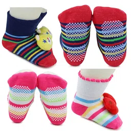 BAESD Infants Pack Of 2 Patterned Anti-Skid Ankle Length Socks-49