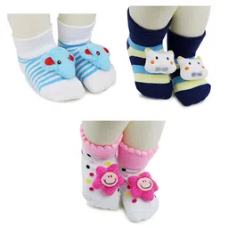 BAESD Infants Pack Of 3 Patterned Anti-Skid Ankle Length Socks-18