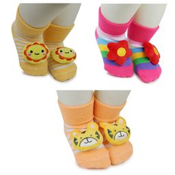 BAESD Infants Pack Of 3 Applique Detail Anti-Skid Stretchable Ankle Length Socks-55