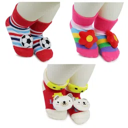 BAESD Infants Pack Of 3 Patterned Anti-Skid Cotton Ankle Length Socks-41