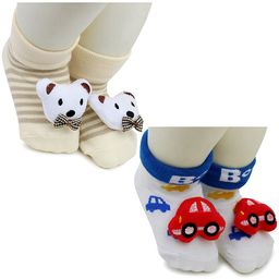 BAESD Infants Pack Of 2 Printed Anti-Skid Ankle Length Socks-image-98