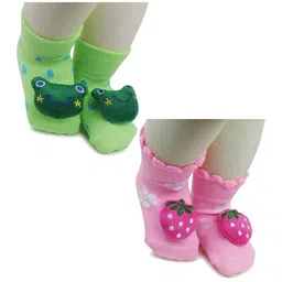 BAESD Infants Pack Of 2 Printed Cotton Anti-Skid Above Ankle Length Socks-image-90