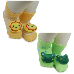 BAESD Infants Pack Of 2 Printed Anti-Skid Ankle Length Socks-78