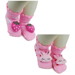 BAESD Infants Pack Of 2 Patterned Anti Skid Ankle Length Socks-image-66