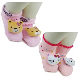 BAESD Infants Pack Of 2 Printed Anti-Skid Ankle Length Socks-image-97