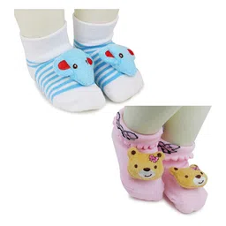 BAESD Infants Pack Of 2 Applique Detail Anti-Skid Stretchable Ankle Length Socks-picture-43