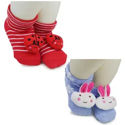 BAESD Infants Pack Of 2 Printed Anti-Skid Ankle Length Socks-image-85