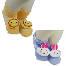 BAESD Infants Pack Of 2 Printed Anti-Skid Above Ankle Length Socks-71