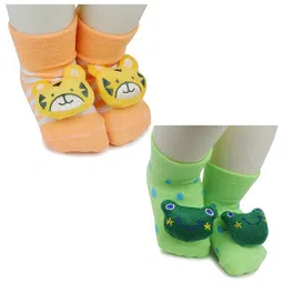 BAESD Infants Pack Of 2 Printed Anti-Skid Ankle Length Socks-image-64