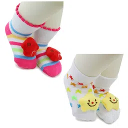 BAESD Infants Pack Of 2 Printed Anti-Skid Ankle Length Socks-75
