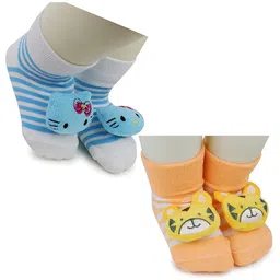 BAESD Infant Kids Pack Of 2 Striped Above Ankle Length Anti-Skid Socks-picture-13