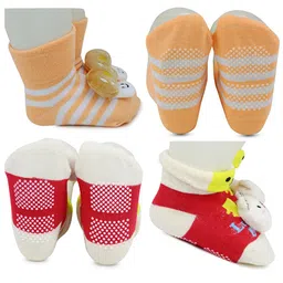 BAESD Infants Pack Of 2 Printed Anti-Skid Ankle Length Socks-image-98