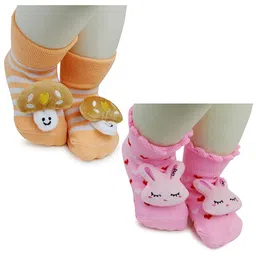BAESD Infants Pack Of 2 Applique Detail Anti-Skid Stretchable Ankle Length Socks-image-99