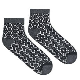 Dynamocks Unisex Black & Grey Patterned Ankle Length Socks-25