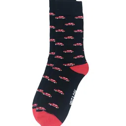 Mint & Oak Men Black & Red Patterned Calf-Length Socks image 4
