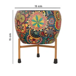 Homspurts Yellow & Red Metal Planter with Stand image 5