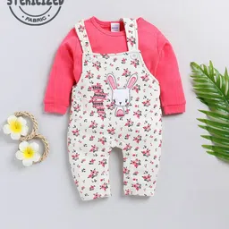 Moms Love Infant Printed Cotton Dungaree With T-Shirt-image-22