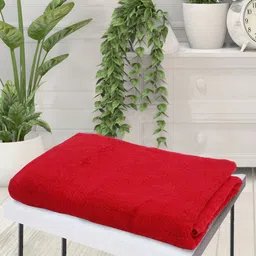 Creeva Red Solid 500 GSM Cotton Bath Towel-15