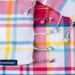 Liveology Pink & White Checked Printed 200 GSM Bath Towel image 4