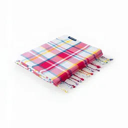 Liveology Pink & White Checked Printed 200 GSM Bath Towel-picture-3