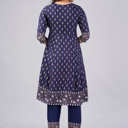MAUKA Ethnic Motifs Printed Empire Thread Work Kurta with Trousers & Dupatta image 4