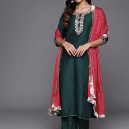 Varanga Gotta Patti Straight Kurta with Trousers & Dupatta-image-76