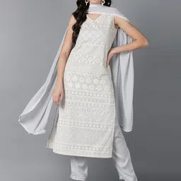 KALINI Paisley Embroidered Regular Thread Work Kurta with Trousers & With Dupatta-picture-25