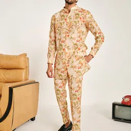 Project Bandi Floral Printed Regular Chanderi Cotton Kurta with Trousers-image-37