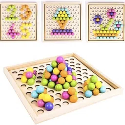 little mind 2 in 1 Wooden Board Clip Beads Matching Game Puzzles Shape Color Sort Toys image 3