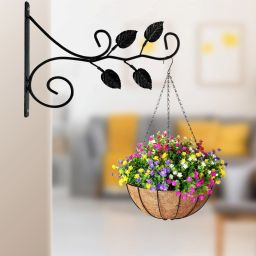 garden deco Leaf design Unique Wall Mounted Shelf Bracket (Set of 2 Pcs, Black) 32.5 Cm Shelf Bracket image 5