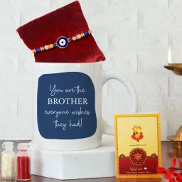 Mindhal TR-RB24-brothermugrakhi-S004 Assorted Rakhi, Mug, Greeting Card, Chawal Roli Pack Set-image-83