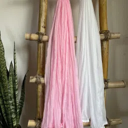 Chiffon Solid White, Pink Women Dupatta-image-88
