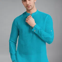 bhuvikoo Men Solid Cotton Blend A-line Kurta-picture-1