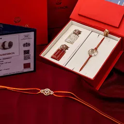 KUBERBOX 14KT Gold My Star Enamel Rakhi Pendant With Roli & Rice -1.33g-image-60