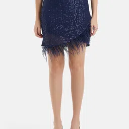 Kazo Embellished Tulip Mini Skirt With Feathers-image-60