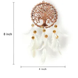 DULI White & Brown Hanging Tree of Life Dream Catcher with Feathers image 4