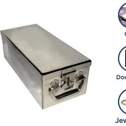 GinoSet Stainless Steel Locker Boxes Jewellery Boxes Cash Peti - 10 Inch Cash Box-image-59