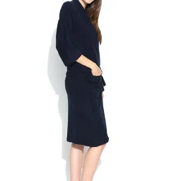 elevanto Dark Blue Free Size Bath Robe image 3