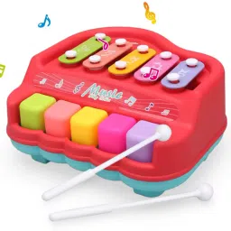 2-in-1 Mini Piano and Xylophone with 5 Colorful Keys | Includes 2 Sticks |-9