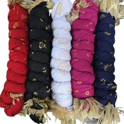 Cotton Blend Solid Multicolor Women Dupatta-image-56