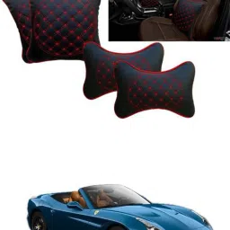 Black, Red Leatherite Car Pillow Cushion for Universal For Car-20