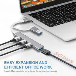 Foxne Point USB Type C to USB 3.0 OTG Cable USB 3.0 Hub (4-in-1) with Type-C & USB Dual Plugs, USB 3.0 USB Hub image 2