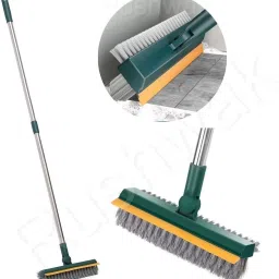 3 in 1 Tiles cleaning Bathroom Floor Scrub Brush with wiper Long Handle Brush Microfibre Wet and Dry Brush-image-67