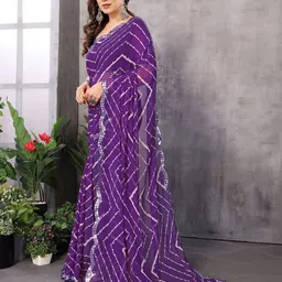 The Textile Hub Mirror Work Leheriya Saree image 2