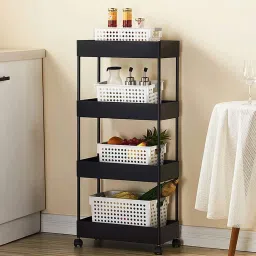 Slim 4-Layer Rolling Storage Rack Kitchen Storage Organizer Trolley Plastic Plastic Kitchen Trolley-20