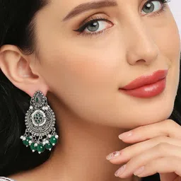 OOMPH Floral Oxidised Chandbalis Ethnic Earrings-50