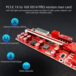 LipiWorld (Pack Of 2) VER-14Pro V014 Pro PCI-E 1X to 16X Pcie Riser Card GDDR4 16 GB NVIDIA Chipset 64 bit 120 MHz Graphics Card image 2