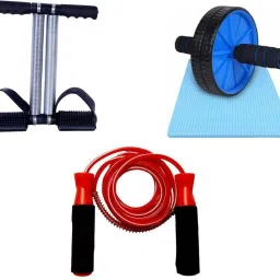 Set of Double Spring Tummy Trimmer , Skipping Rope And Ab Roller Ab Exerciser-image-12