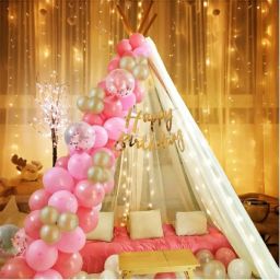 Decoration Items HBD With White Net, Led Fairy Lights And Balloons (Set of 26)-image-11