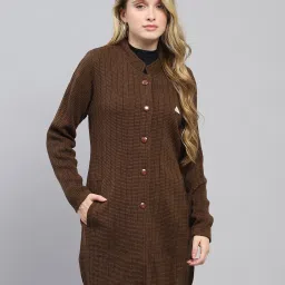 Blend Wool Self Design Coat For Women-image-36